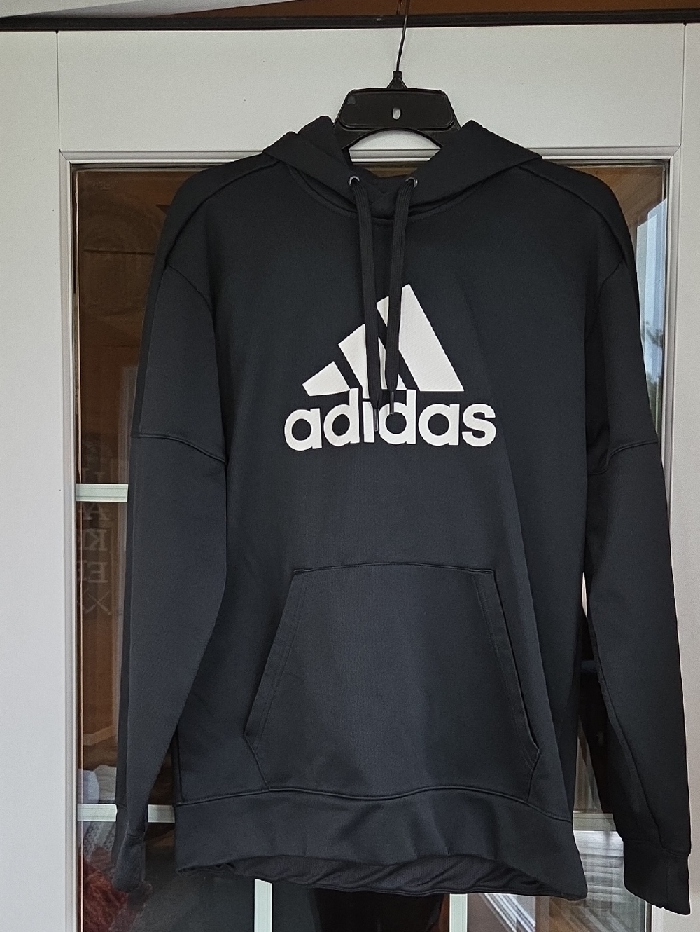 adidas Men's Size S Black Hoodie with White Trefoil Logo